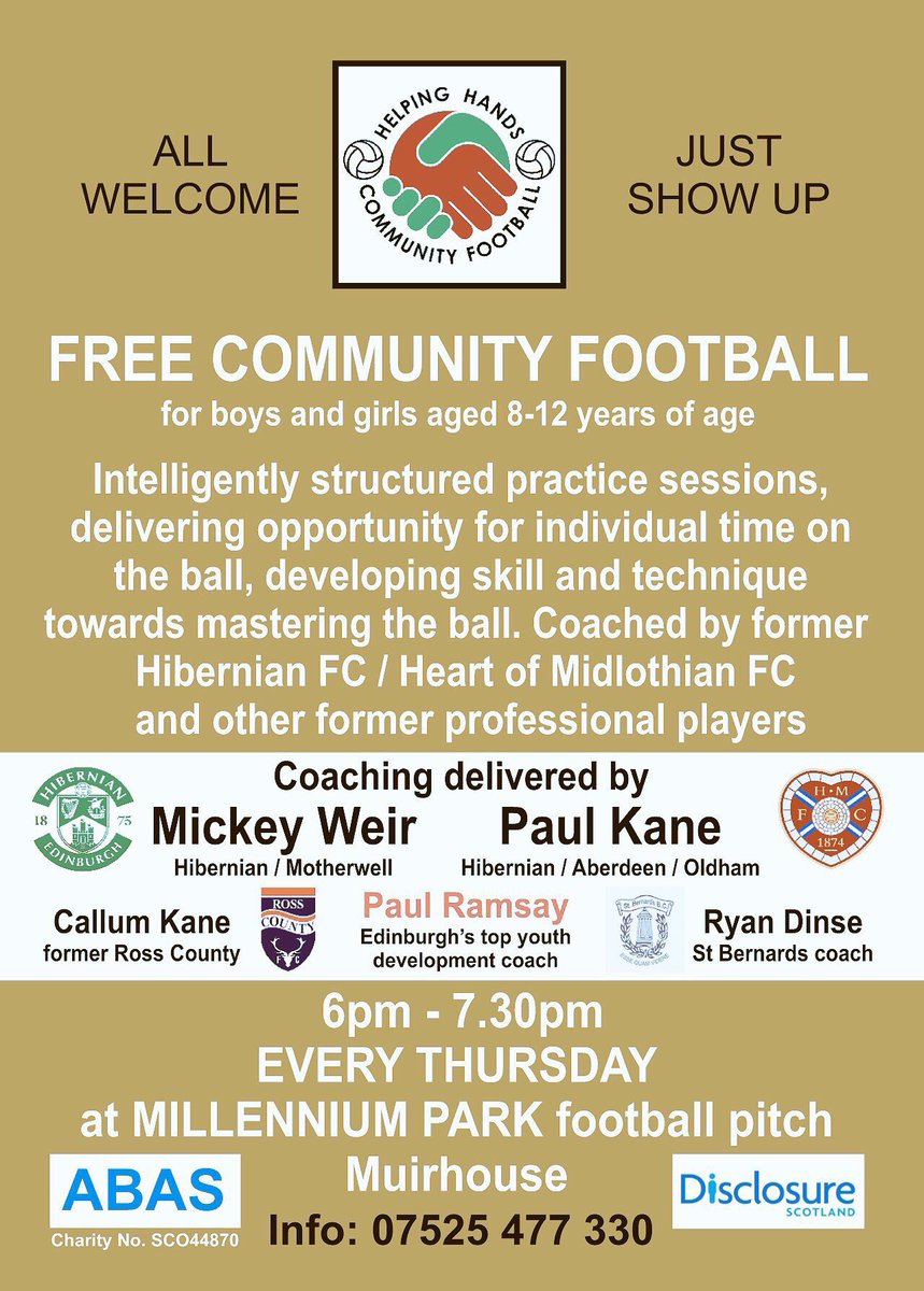 EdiHelpingHands's tweet image. #Edinburgh we tweet... to let all the #Kids know ( with your RT ) that ⚽️ Coaching &amp;amp; Practice is #Free Tonight in #NorthEdinburgh 6pm