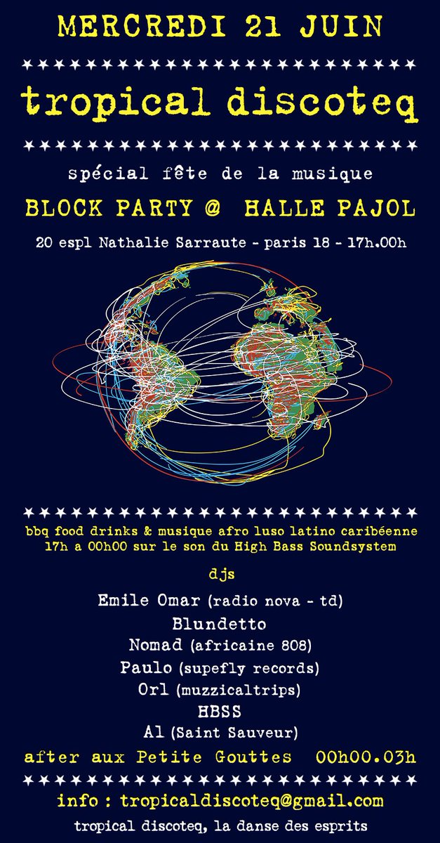 Fete de la Musique 2017: Tropical Block Party @ Hall Pajol Paris
#tropicaldiscoteq