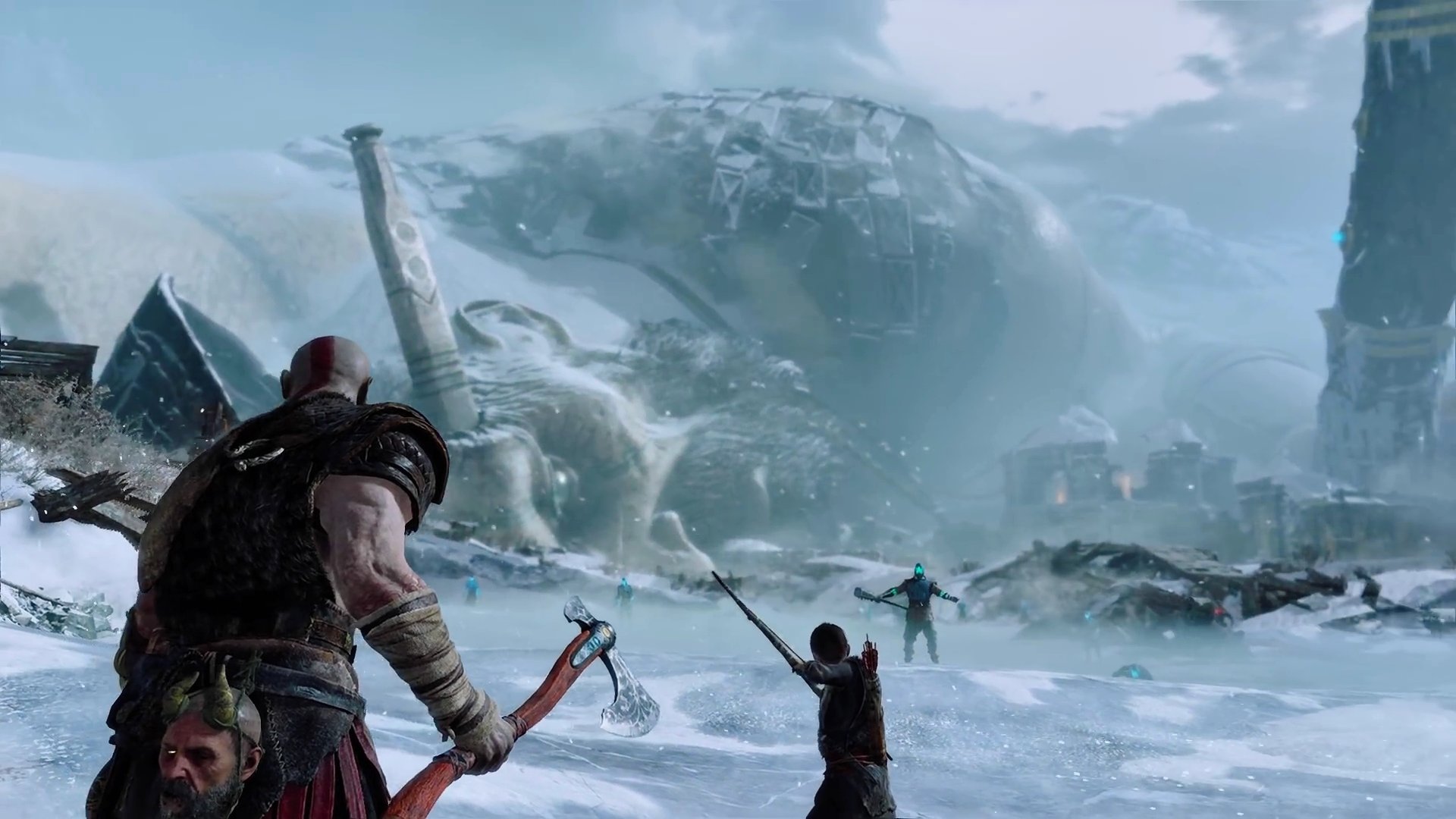 Joe Ogi God Of War のトレーラー改めて見て気付いたけど このシーンでクレイトスたちの前方にあるのよく見たら山じゃなくて巨人の死体だな ヨルムンガンドも超デカかったが こっちもデケェ Godofwar ゴッドオブウォー