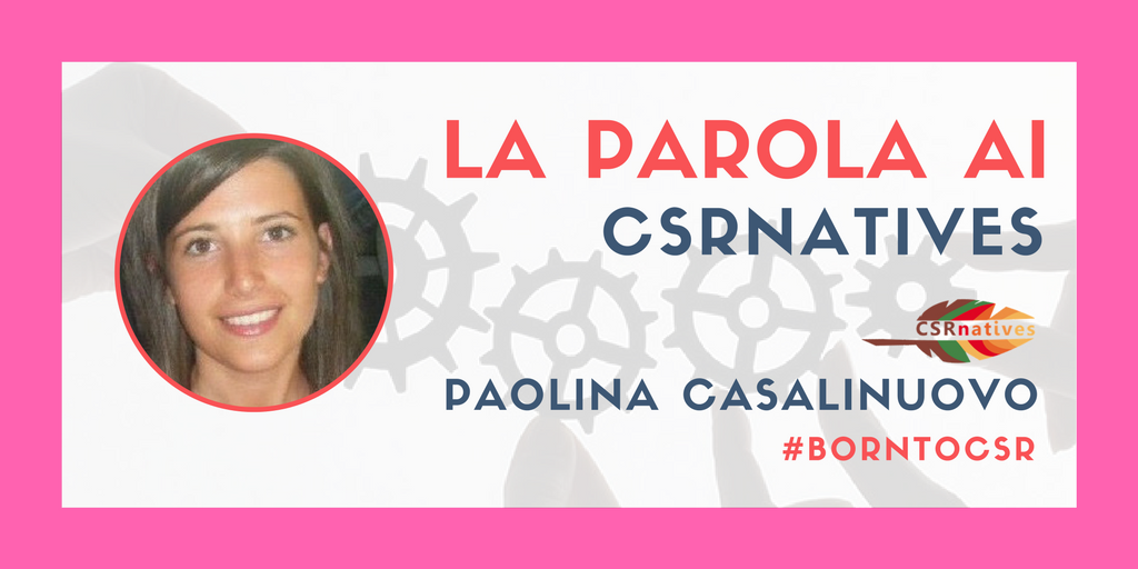 CSRnatives's tweet photo. "Cerco impatti sociali in ogni azione e luogo" L'intervista di oggi su #CSReDintorni a Paolina Casalinuovo https://t.co/Eoreir1SFm https://t.co/fy7ReoRQo4