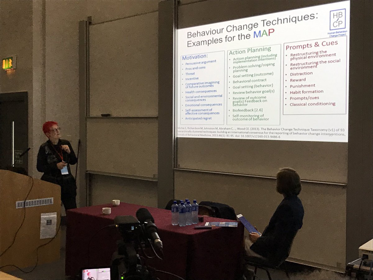 Listening to <a href="/MarieJohnstonx/">Marie Johnston</a> talk about the MAP to behavior change. #mhealthconf17 #digitalhealth #mhealth