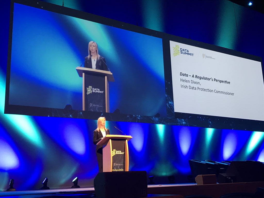 DPCIreland's tweet image. .@DPCIreland Helen Dixon giving keynote at #datasummitdublin 'the regulator's perspective' #GDPR #eudatap