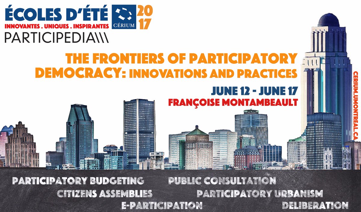#Empatia_project talks today <a href="/participedia/">Participedia</a> <a href="/CERIUdeM/">CÉRIUM</a> Summer School on Participatory Democracy in #Montreal. goo.gl/wxIXys