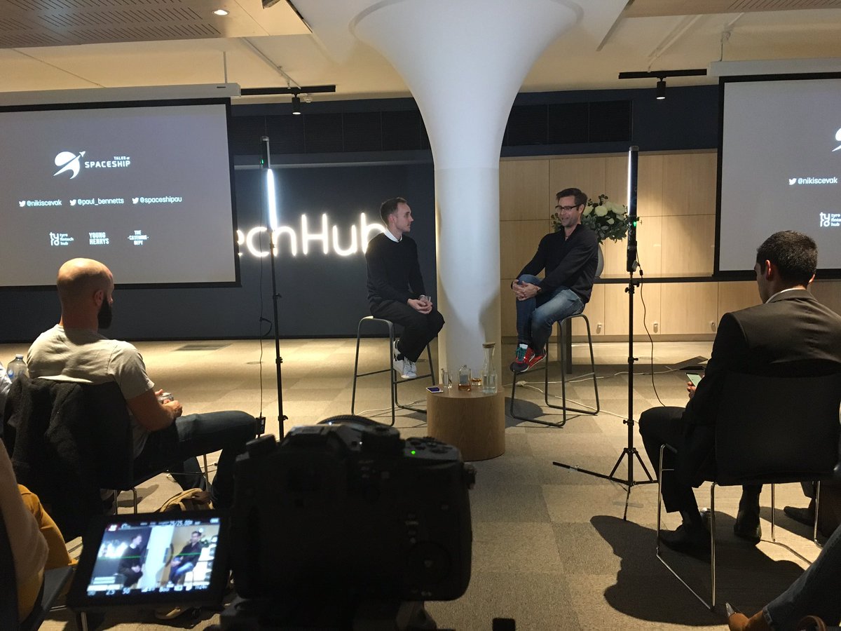 jordanphughes's tweet image. Amazing turnout for Talks at Spaceship #2 with two next-level thinkers @nikiscevak and the @paul_bennetts #spacesneakers #generictweet