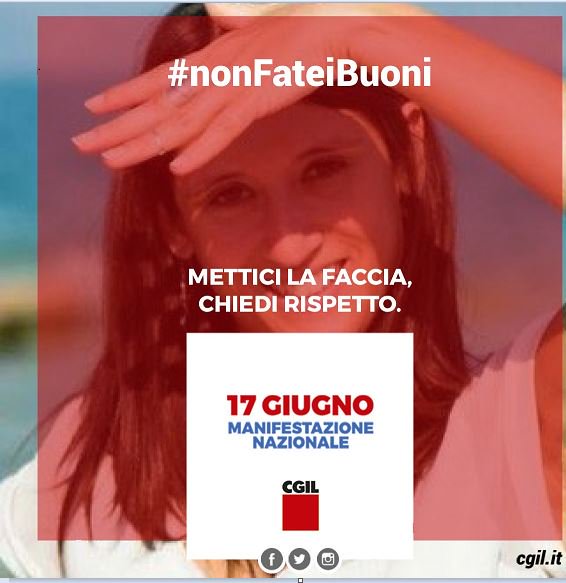 ERCGIL's tweet photo. #generazionevoucher scruta l'infausto orizzonte, grazie al "regalo" del #Governo. #17giugno in piazza per il #lavoro buono! #NonFateiBuoni https://t.co/mW6M09lsia