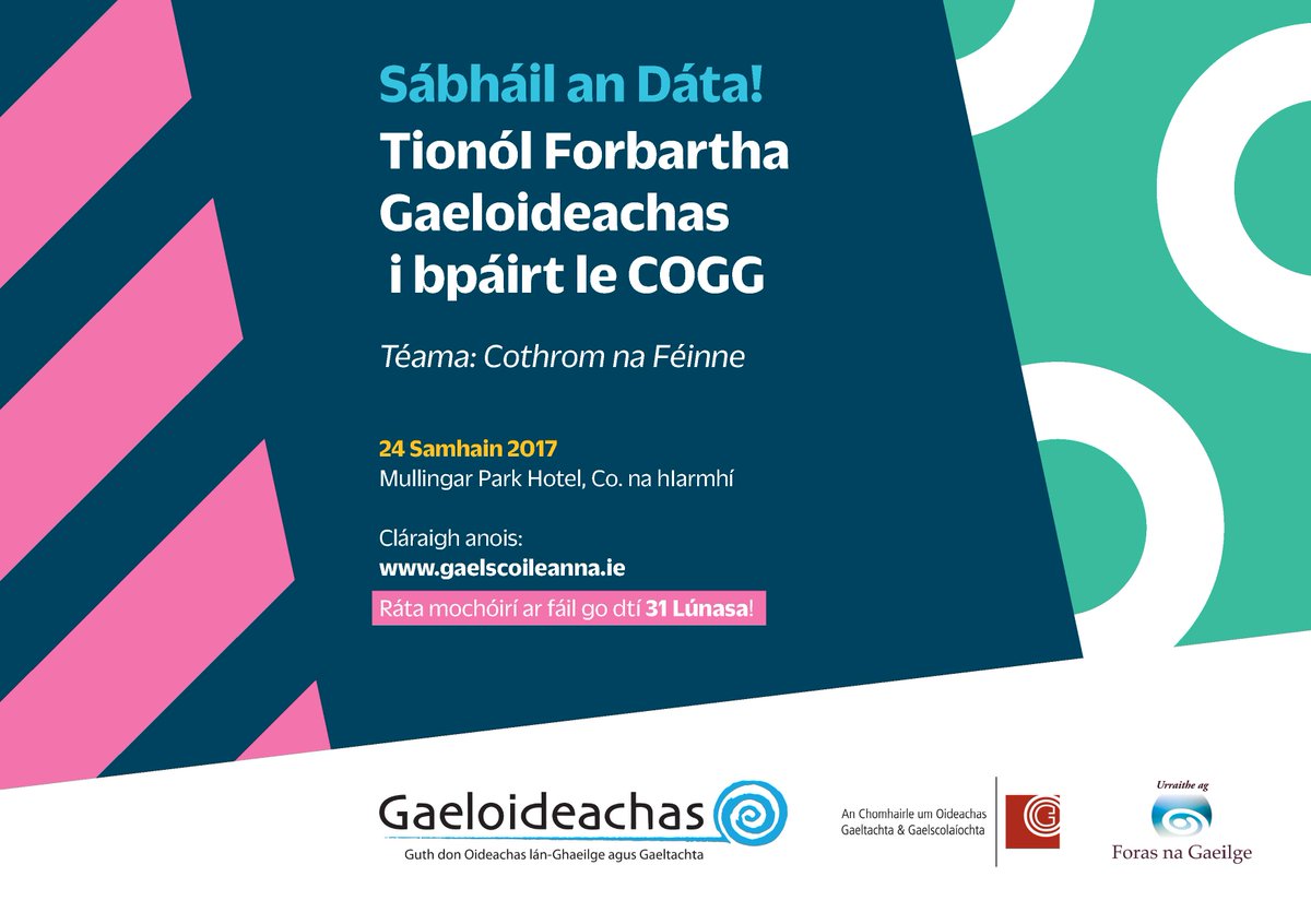 An bhfuil tú cláraithe do #Tionól2017 go fóill? Beidh scoth na gcainteoirí againn &amp; réimse leathan ábhar á bplé. Cothrom na Féinne an téama