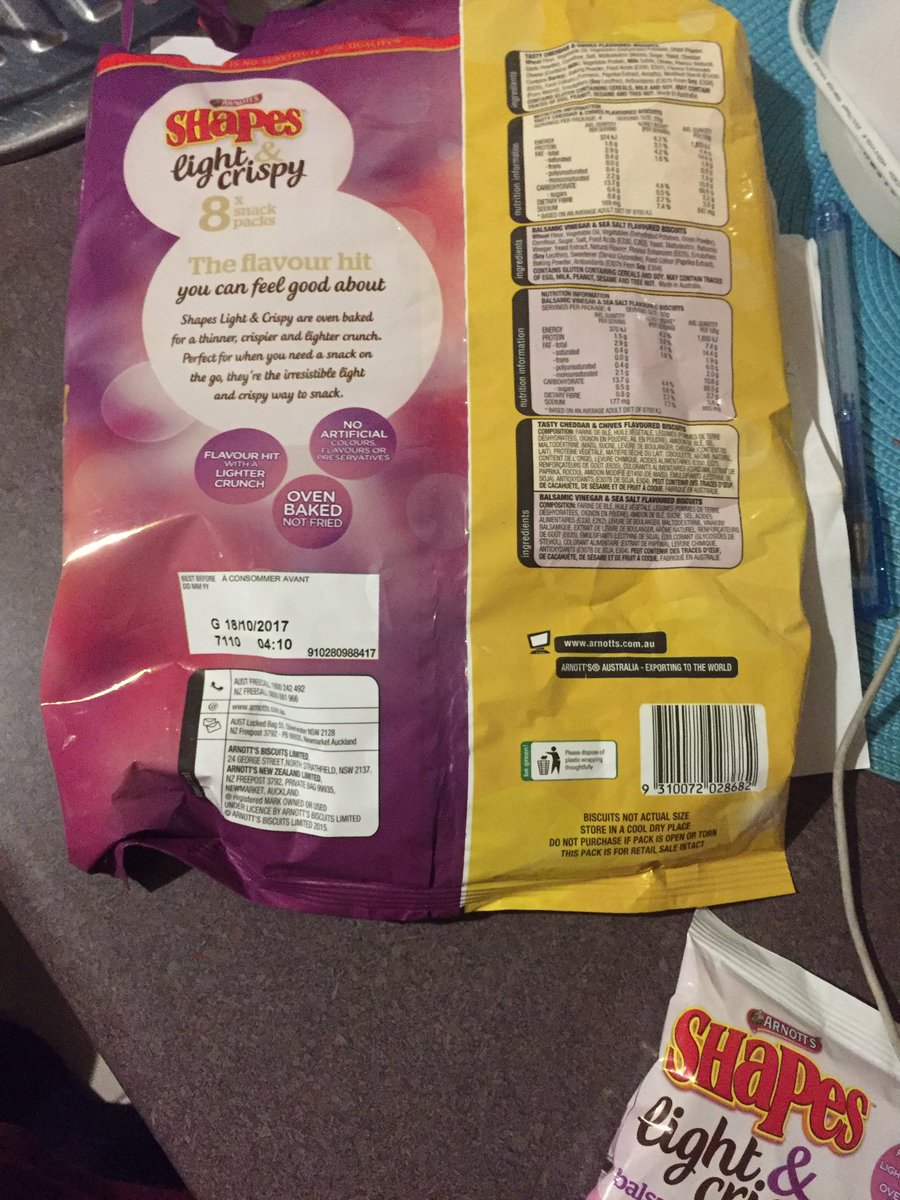 Rhys1983's tweet photo. @ArnottsBikkies please pm me these light and crispy shapes are sealed but packet is empty :( https://t.co/SGLFaKiYkZ