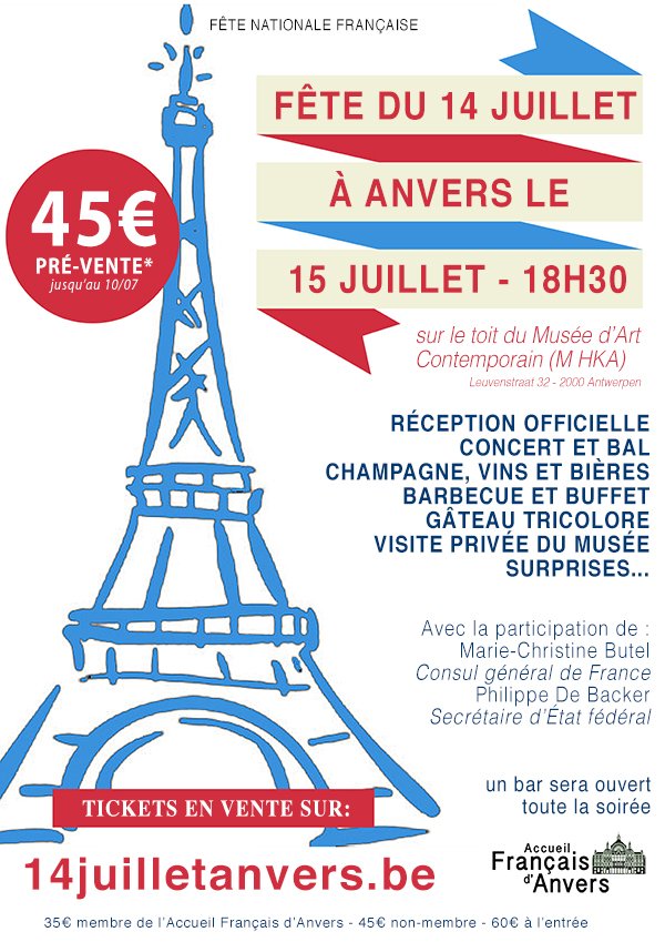accueilanvers's tweet photo. Les réservations sont ouvertes ! RDV sur https://t.co/xIX0qdjGqS 
@ConsulFranceBel @FranceBelgiqueC @DiploMix #14juilletanvers #14juillet https://t.co/Kdw379ADJA