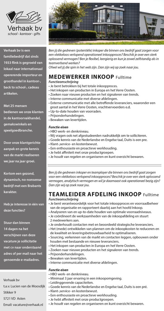 #Vacature #Verhaakbv