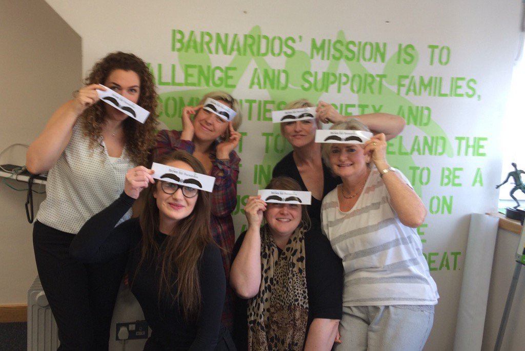 Saharauae's tweet photo. Barnardos staff supporting #browsforbarnardos campaign. Best of luck to all salons. https://t.co/7kjRUT8LVm