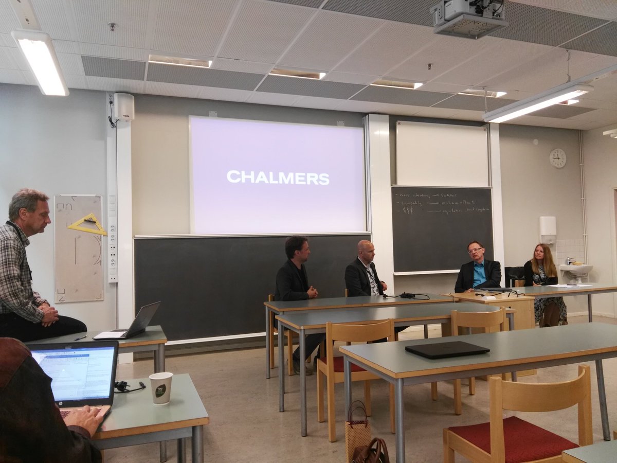 IFIPTM's tweet photo. Panel on "Trust on the Road".Max Mühlhäuser(TUDA),Siani Pearson(HP Labs),Christian Sandberg(Volvo),Mathias Widman(Volvo),Tomas Olovsson(CTH) https://t.co/r87jk2BLUD