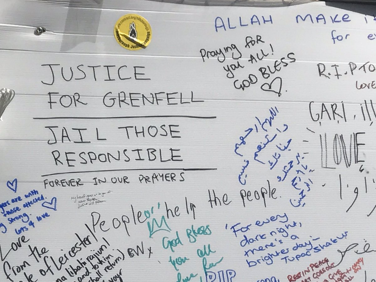 stanchers's tweet photo. There's strong feeling at the #messagewall set up #Latymer not far from #GrenfellTower -people wipe away tears as they stand and read @bbcwm https://t.co/NBs2J7KmR4
