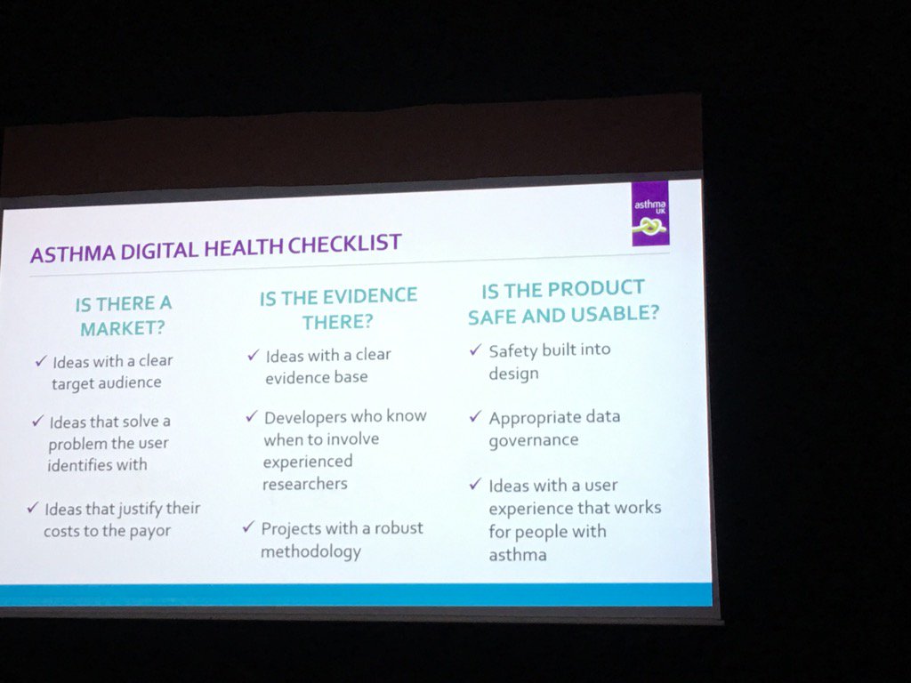 mjlondon's tweet photo. Asthma digital check list @asthmauk @MedCityHQ @LDNTechWeek #HTinnovators #LTW @LDNTechWeek https://t.co/lmcE2rMmHm