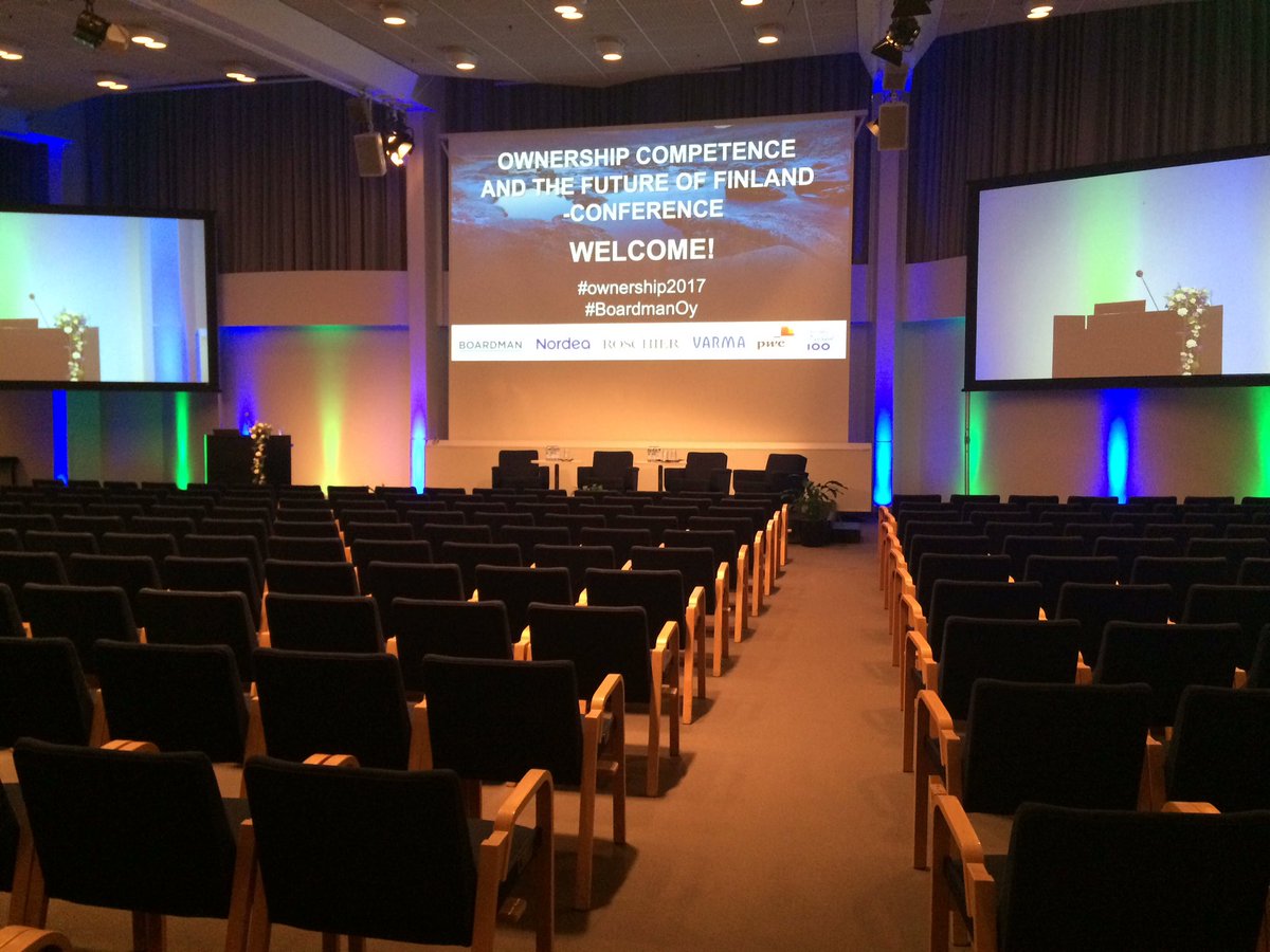 BoardmanOy's tweet photo. Ownership Competence and the Future of Finland -conference. Stay tuned for tweets #Ownership2017 #BoardmanOy #Suomi100 #omistajuus https://t.co/7doUQvwZqe