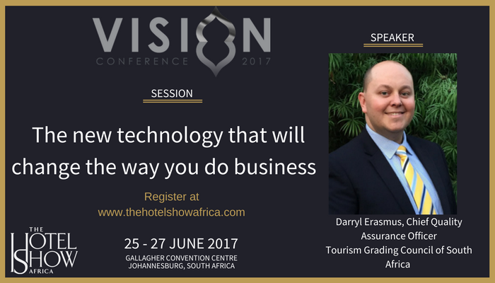 HHExpoAfrica's tweet photo. Don't miss a panel discussion about new technology that will improve the guest experience featuring @DarrylErasmus https://t.co/vxmYQ3dsKa https://t.co/yTvlEHAZ5F