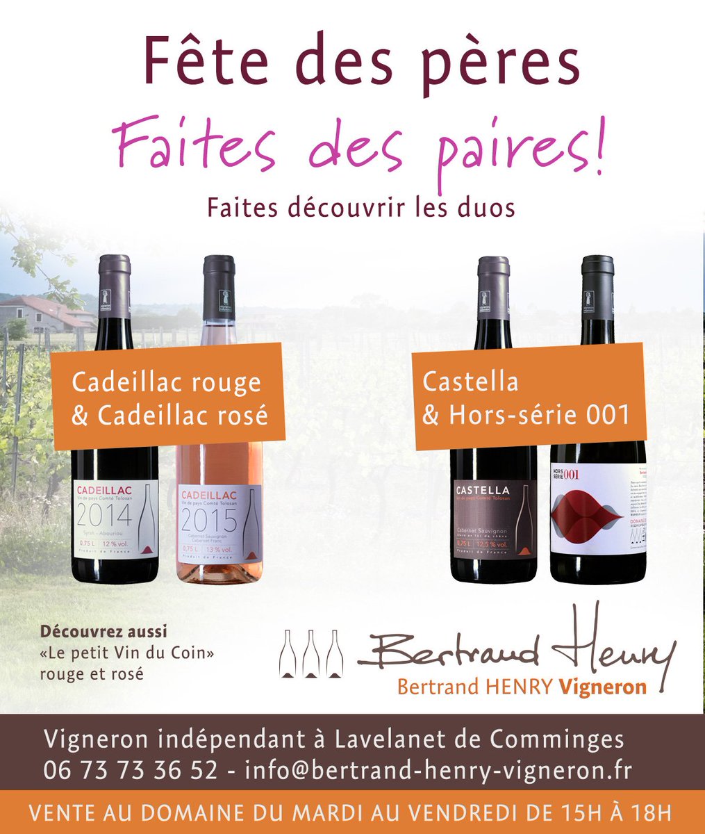 Vigneron31's tweet photo. #FeteDesPeres #FaitesDesPaires
voilà comme ça c’est fait, 
on a osé le jeu de mots. :-)
#vin #vigneron #bonnefetepapa https://t.co/lHUf3dNN3v
