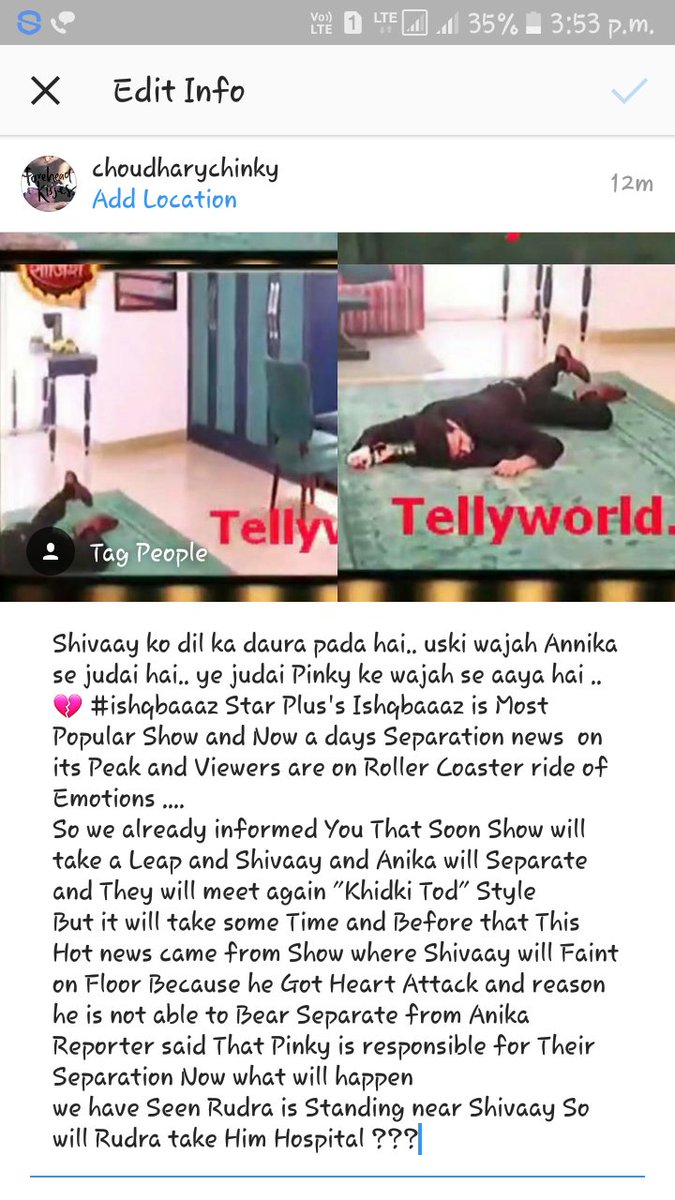 Choudharychinky's tweet photo. Shivaay Got Heart Attack & reason he is nt able to Bear Separate from Anika
Reporter said That Pinky is responsible👊 #Ishqbaaaz #Upcmg https://t.co/FANKe79te9