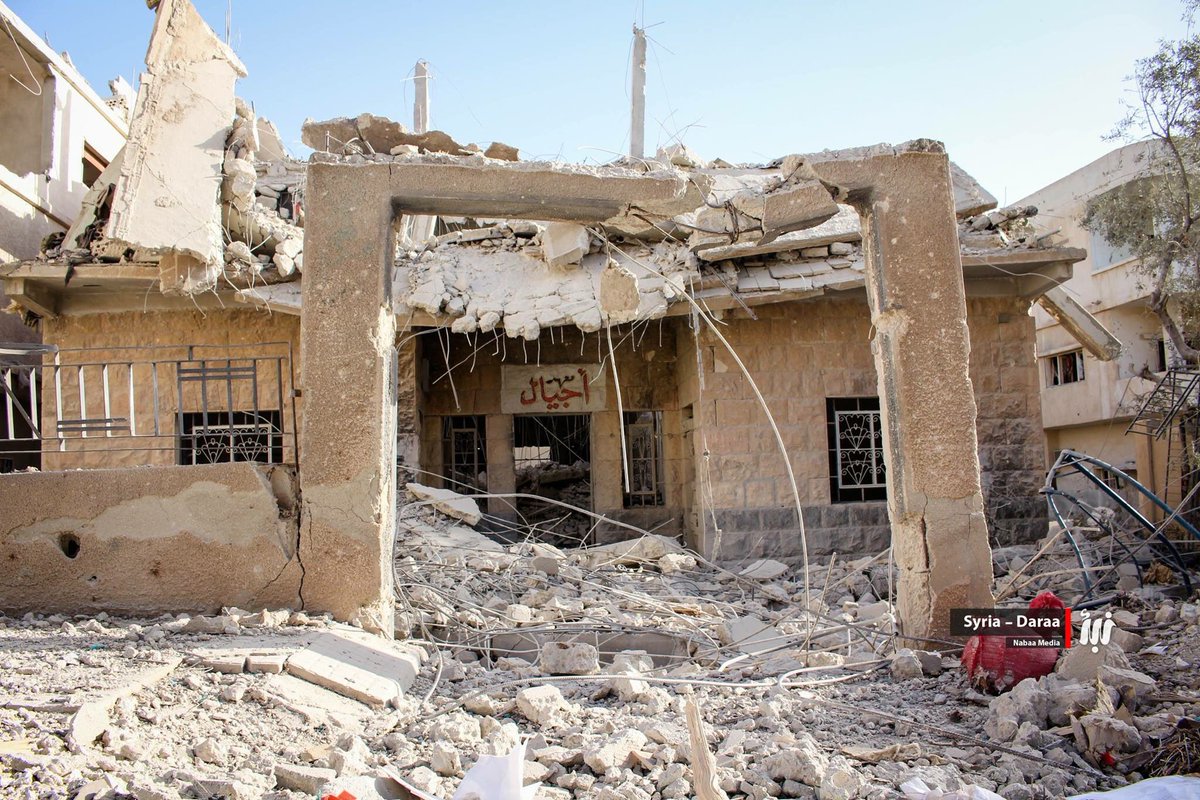 A school was bombed 
Assad forces bombed using explosive barrels an educational center "Ajial" in Daraa 
#act4Daraa
#تحرك_لأجل_درعا