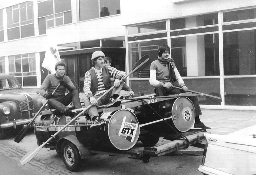 #TBT Engineering students participating in a raft race during the early 1970s. Do any of you remember taking part or watching?