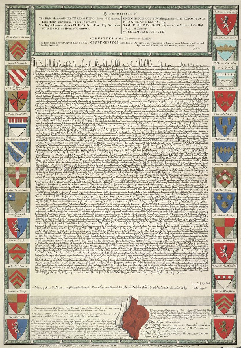 Magna Carta was agreed to by King John #onthisday in 1215. This copy of the ‘Great Charter’ was made in the 18th century