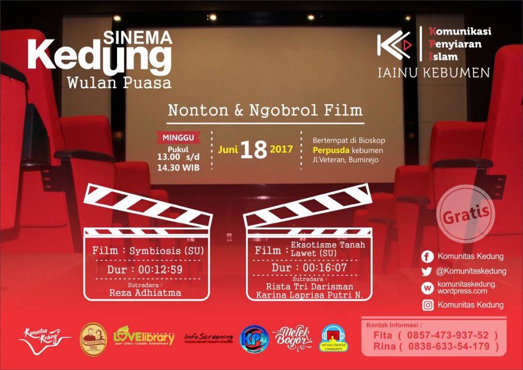 #sinemakedung #wulanpuasa kerjasama Komunikasi <a href="/IAINUKebumen/">IAINU Kebumen</a> : Minggu 18 Juni di Bioskop @PerpusKebumen #rayakan 🙏