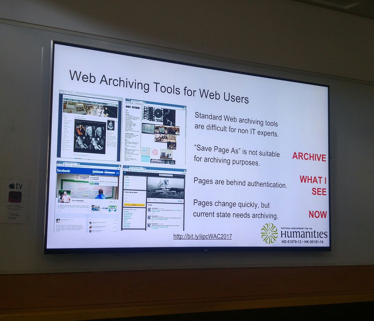 LozanaRossenova's tweet image. Tech track @ #WAweek2017 in full swing. @machawk1 talking about tools for personal #webarchiving, expanding after #ArchivesUnleashed talk.