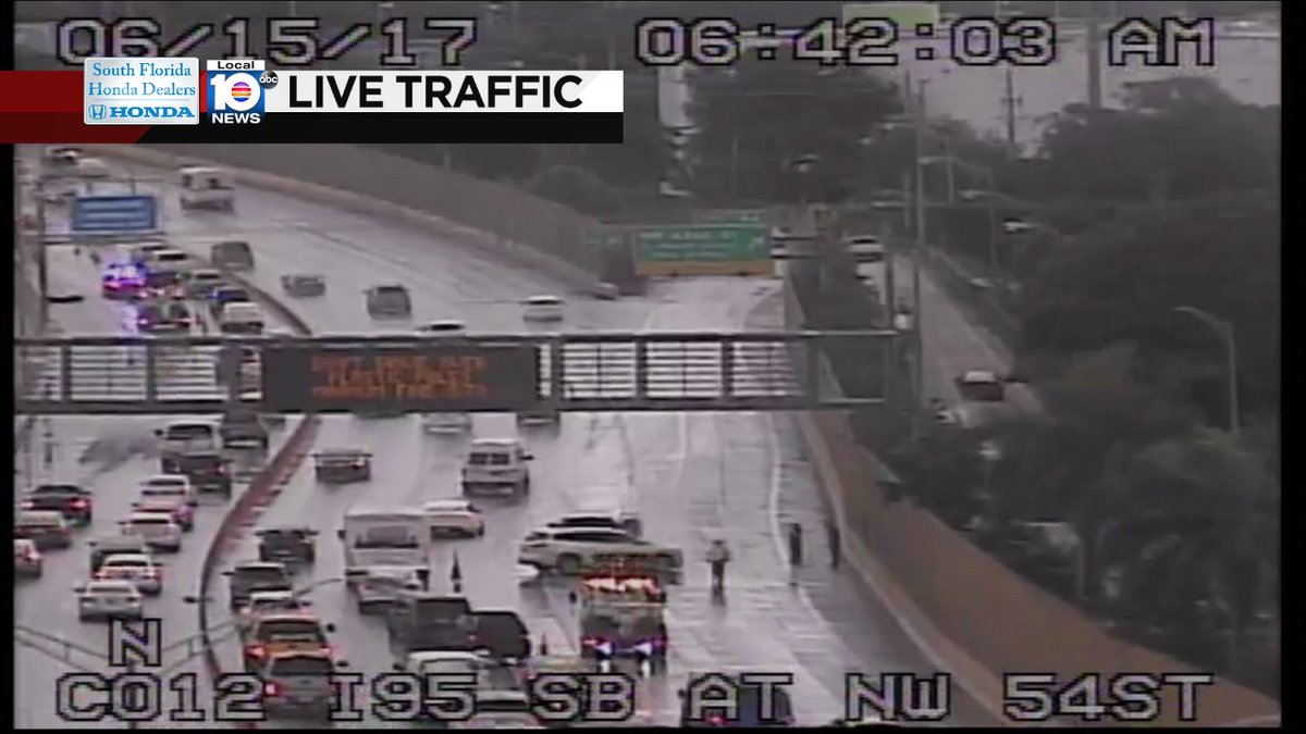 UPDATE: 3 lanes blocked at I-95 NB & NW 62nd St. One express lane is also blocked due to a second crash. #TRAFFIC https://t.co/pXvB9tYR3H