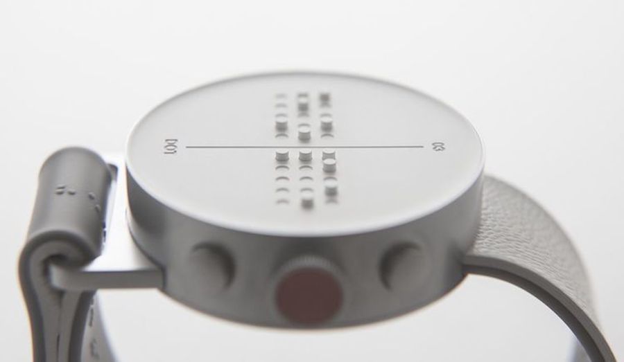 fubiz's tweet photo. World’s First Braille Smartwatch https://t.co/LgPkkGDqR0 https://t.co/fk92Ov6BPE