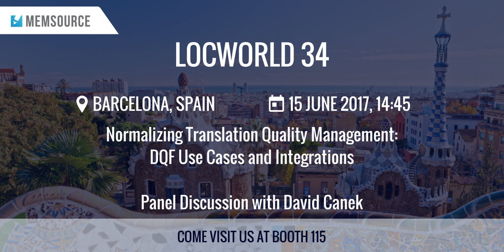 Memsource CEO <a href="/davidcanek/">David Canek</a> will speak on a panel today at 14:45 on #DQF and quality. Don't miss it! ow.ly/ct0830cAckB #LocWorld34 #l10n