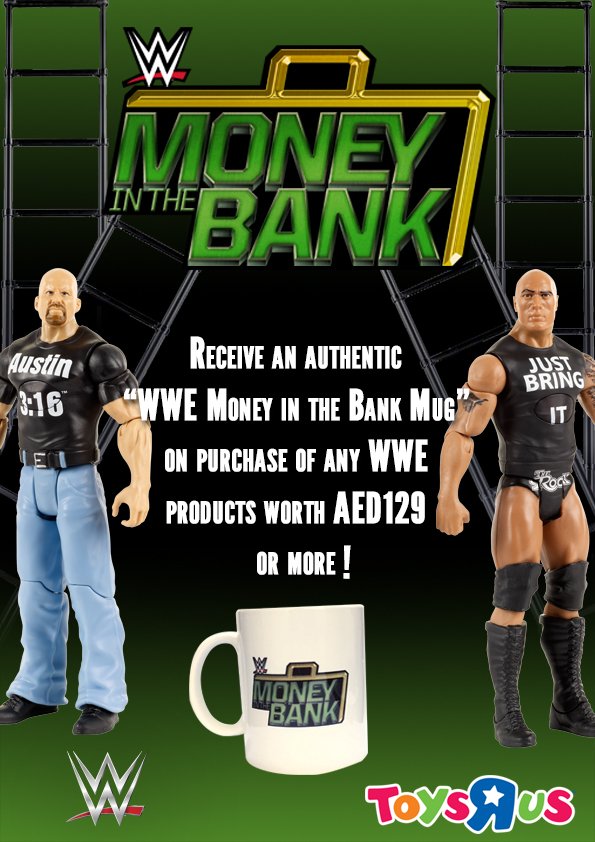 ToysRUsME's tweet photo. Buy WWE Merchandise from any #ToysRUs store in the UAE worth AED129 and get Free Authentic Money in the Bank Mug.
#WWE #GreatestToystore https://t.co/hkRkWpbnTa