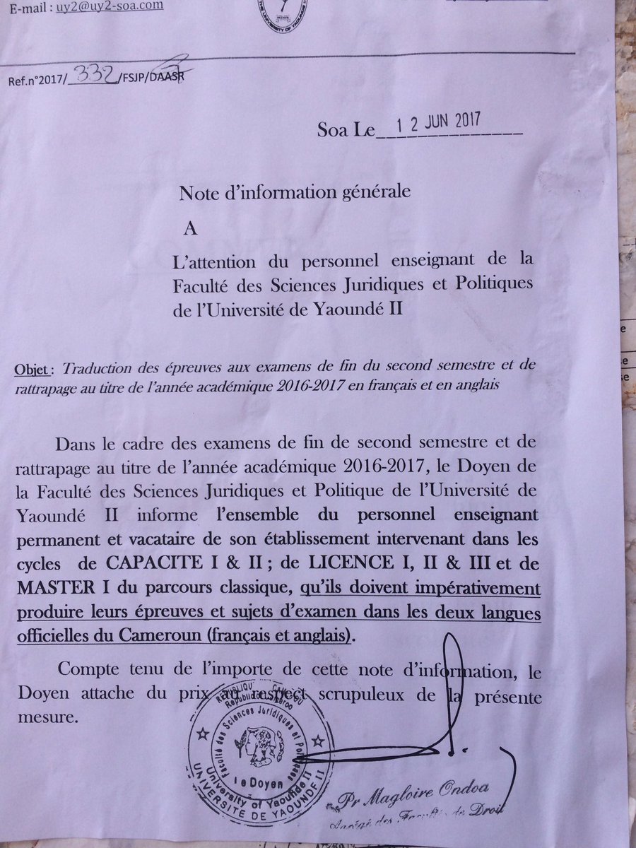 HASSAN28LIMAN's tweet photo. @AnniePayep le #bilinguisme en marche ! #Cameroun #UY2 https://t.co/NuZSLfsPPP