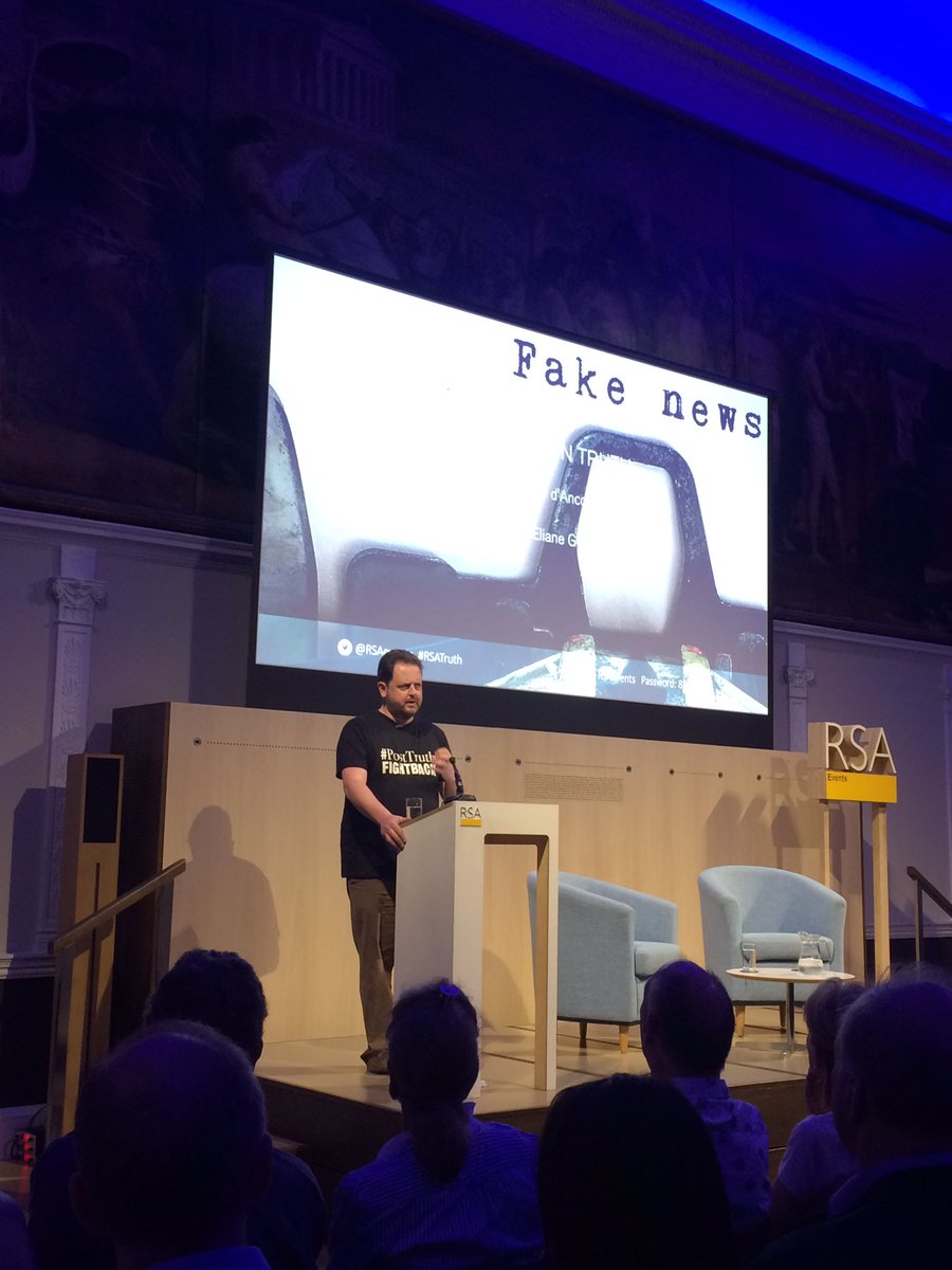 MarkInStow's tweet photo. .@MatthewdAncona 'Facts alone won't do!' We need to connect factual statements with emotional relevance' #RSATruth #PostTruthFightback https://t.co/b529zku8hQ