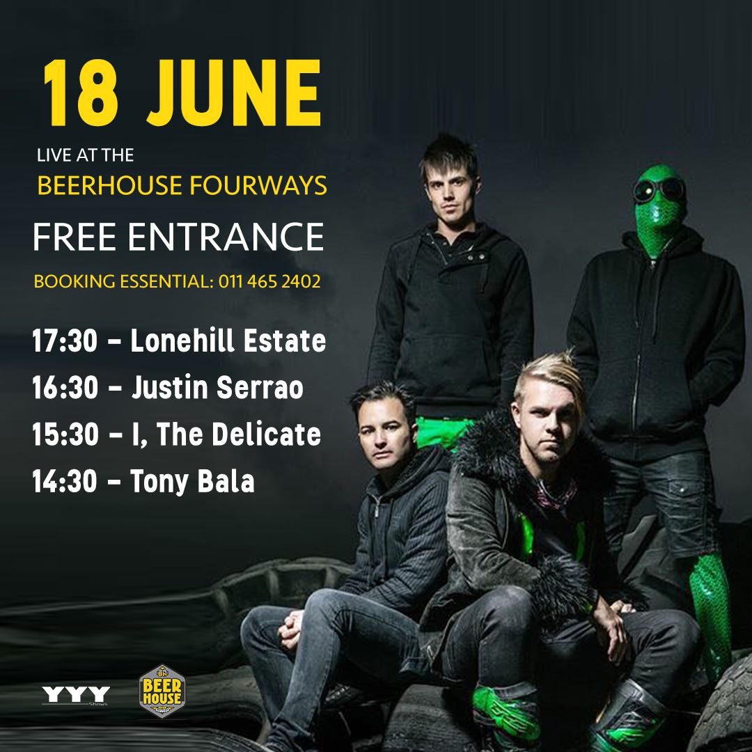The hard rockin' <a href="/lonehillestate/">Lonehill Estate</a>, <a href="/JustinSerrao/">JUSTIN SERRAO</a>, <a href="/ithedelicate/">I The Delicate</a> and <a href="/tonybalamusic/">Tony</a> will be in our yellow house of beer this Sunday from 2pm!