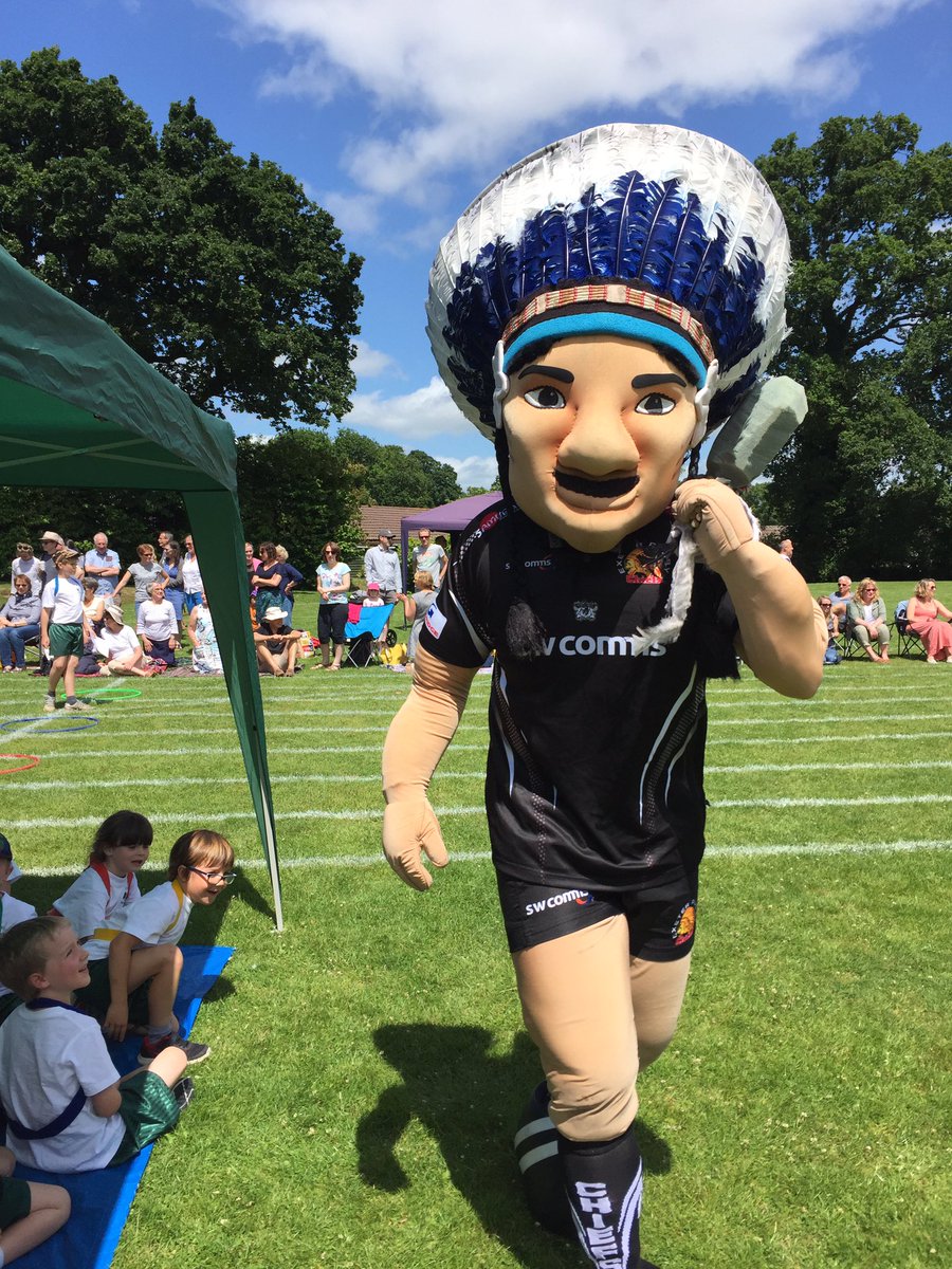 MinisAcademy's tweet photo. Look who dropped in on West Hill Primary's sports day today! Great to see you @BigChiefExeter Nice running big guy! https://t.co/UC8mZ3OpRK