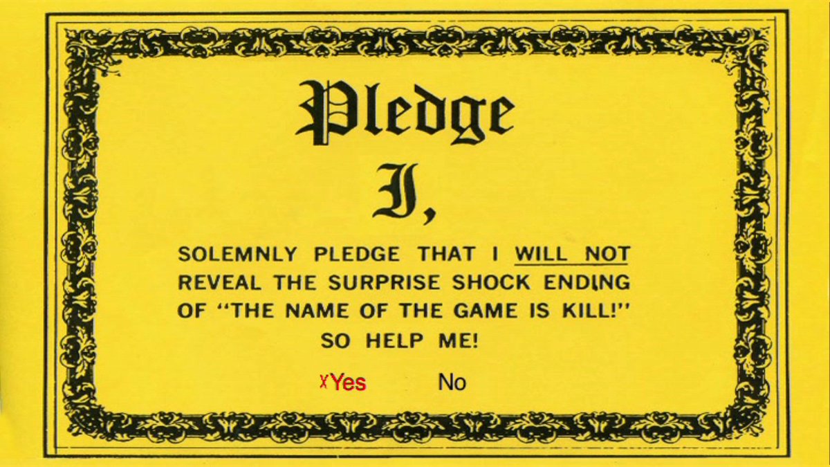 MatchboxCine's tweet photo. We've pre-signed the pledge for you cos we trust you + tonite is the only screening of THE NAME OF THE GAME IS KILL! https://t.co/cFCB2zV9hG https://t.co/nj3XoFmduw