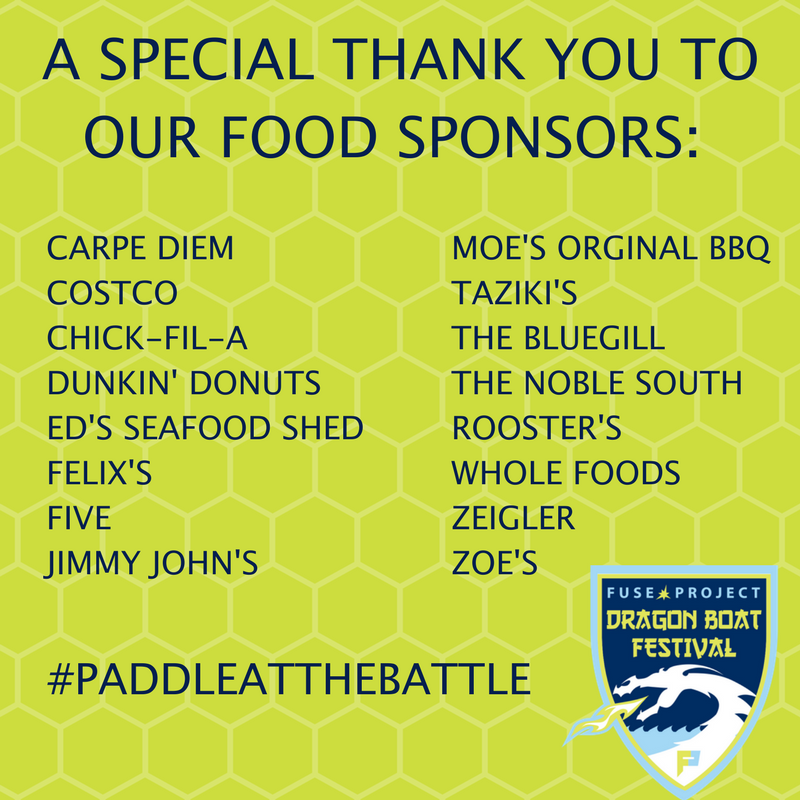 TheFuseProject's tweet image. A big thank you to Fuse Project&apos;s 4th Annual Dragon Boat Festival food sponsors! #FuseProject #PaddleAtTheBattle