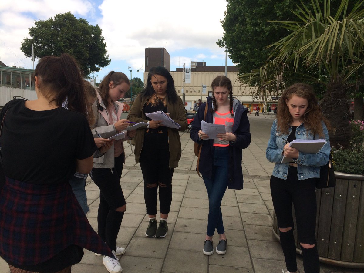 GeographyCMCNet's tweet image. Y12 Geography students collecting primary data on the impacts that the #Redrock regeneration will have on Stockport Town Centre