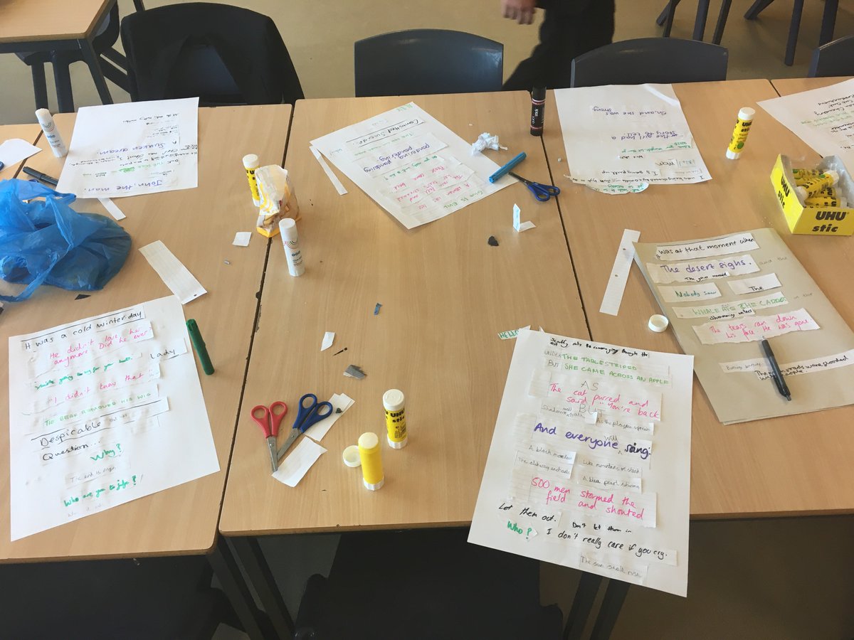 English_FHS's tweet photo. It's been a busy day already! David Bowie inspired cut outs from the Y9 Creative Writing group #mylifemystories #fhs https://t.co/fS79BHpwzK