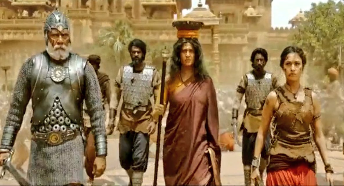Two women walking with fire on their heads 26 years apart to end a raakshasa(demon)  #baahubaliparallels