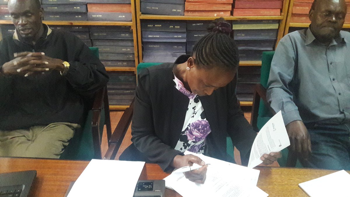 Open_Institute's tweet photo. @DevolutionHub The identified admin at CLARION Regina Kibwana signs on the trainee acknowledgement form after the training. #DevolutionHub https://t.co/n8jdlSSnnY