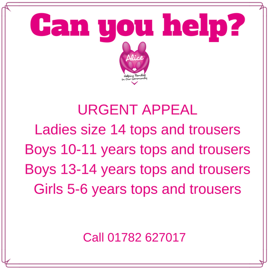 _alicecharity's tweet photo. ***URGENT***
We are currently in desperate need of clothes for a family and their children. If you can help, please get in touch. https://t.co/ogicitscN5