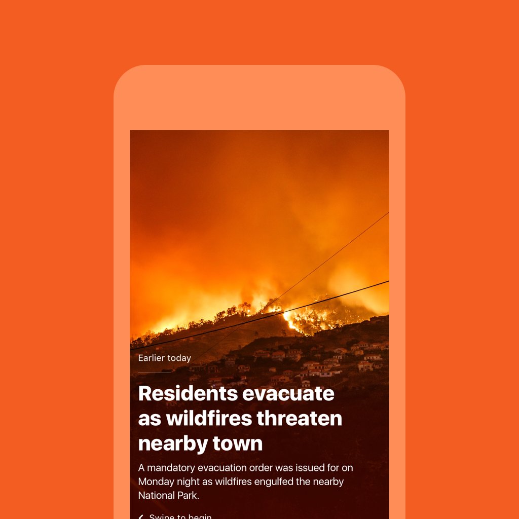 Screenshot of a Moment with bolder typography and an orange background