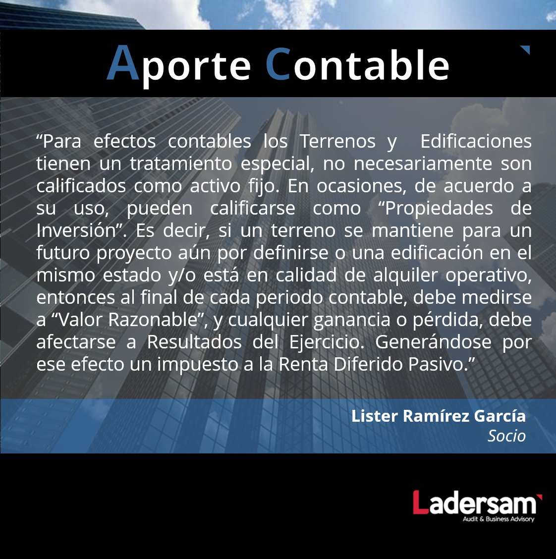 LadersamPeru's tweet photo. ¿Cuál es el efecto contable, en la medición a valor razonable de las #PropiedadesDeInversión? #IFRS #NIC16 #NIIF #ActivoFijo #NIC40  #NIC12 https://t.co/MGCM281q6x