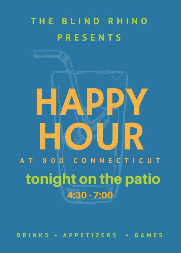 800Connecticut's tweet photo. Happy hour from 4:30 - 7 PM with @BlindRhinoBar on our patio! Enjoy drinks, appetizers, games & the warm weather! #800CT #5StarWorldwide https://t.co/1HWeiThNce