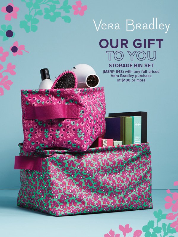 parkleigh's tweet photo. Vera @verabradley Modern Medley is here!  Check out these great storage bins with your Vera Bradley purchase of $100 or more! https://t.co/mUeIGRr3CY