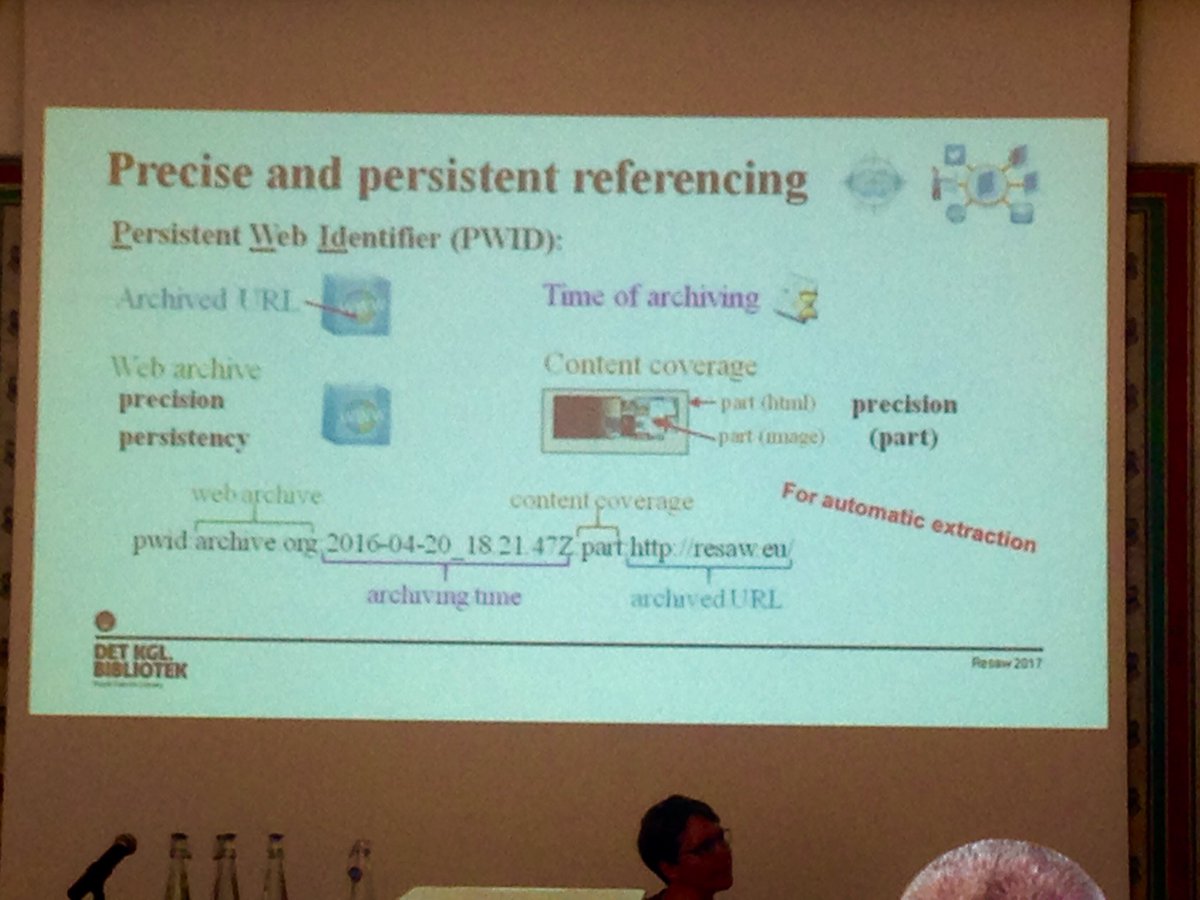 schambers3's tweet image. Persistent Web Idenitifers (PWID) for archived web material @EldZierau @BoletteAJurik  #WAweek2017