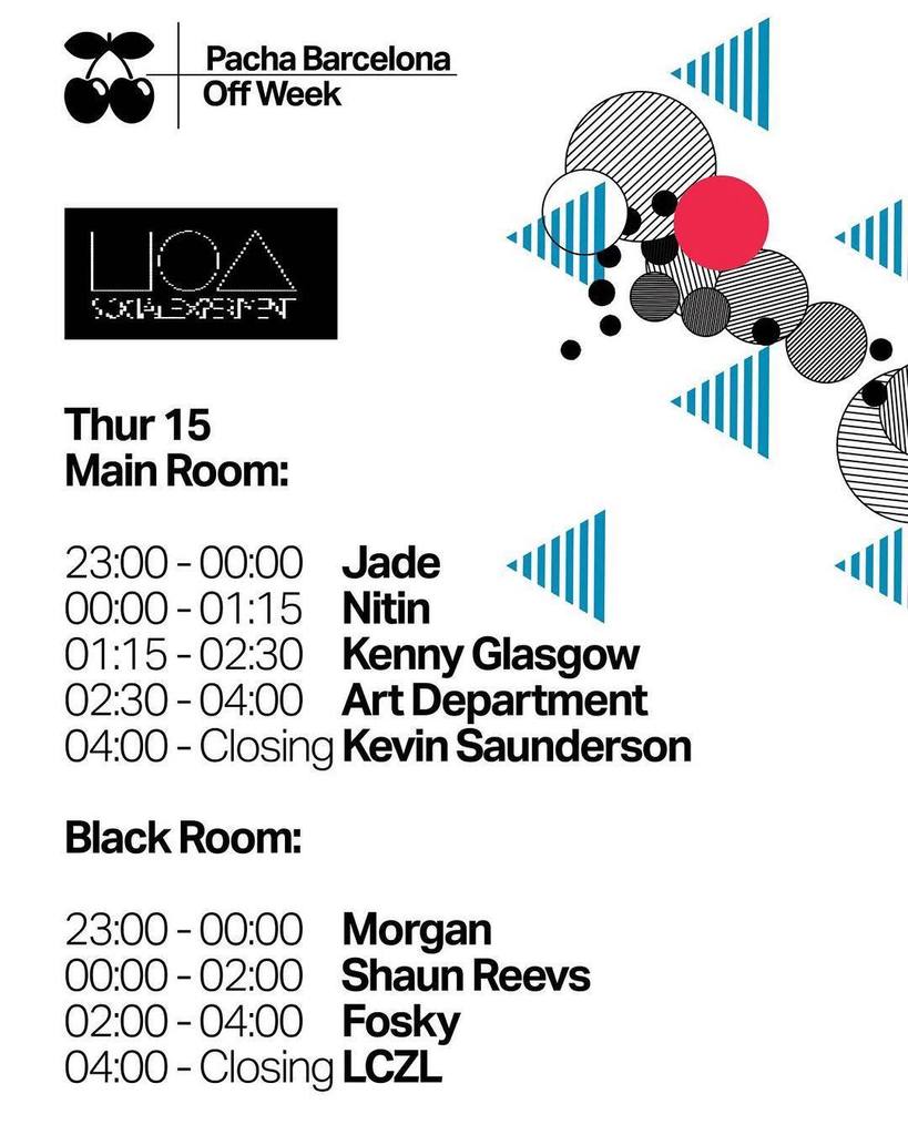 Pacha_Bcn's tweet photo. TIME TABLE for tonight #roud2 @pachabarcelonaofficial 🍒pres. #socialexperiement #OFFWEEK17' https://t.co/Jt70tuHoSH https://t.co/ntdZtY2wKs