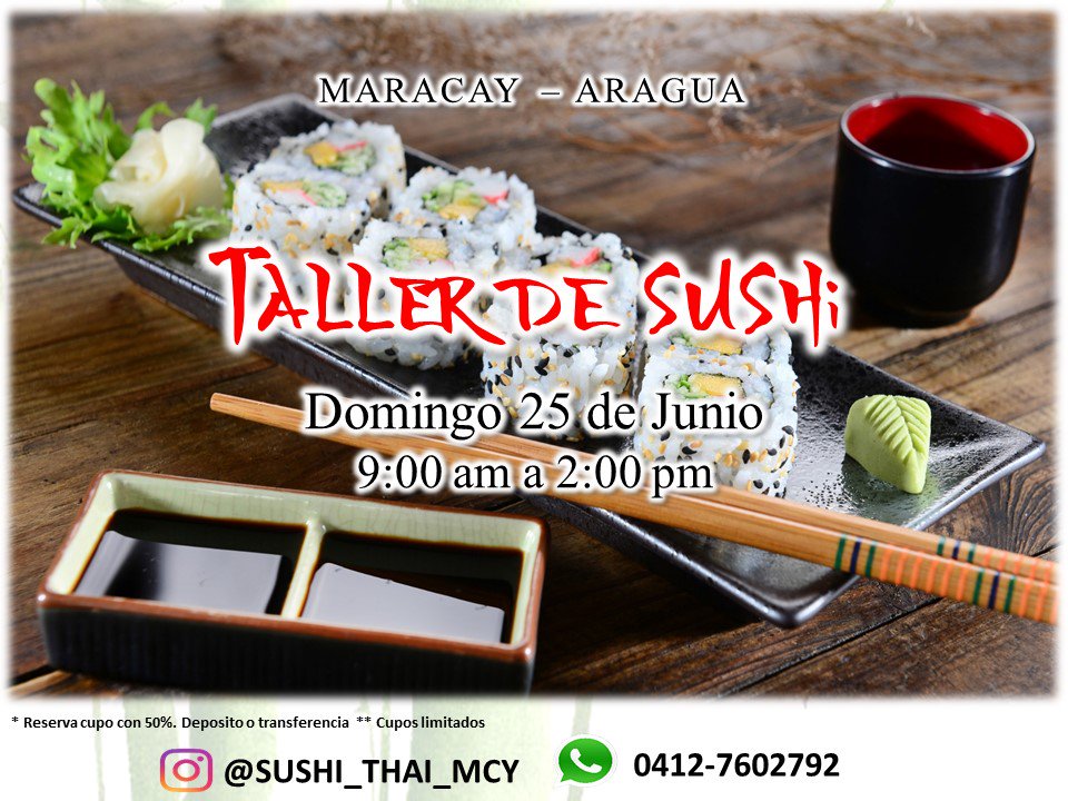 AprendeSushi's tweet photo. TALLER DE SUSHI EN MARACAY - 100% PRACTICO
DOMINGO 25 DE JUNIO DE 2017
TODO INCLUIDO!!
INFO SOLO WHATSAPP 04127602792 https://t.co/IgYMO0bKjF