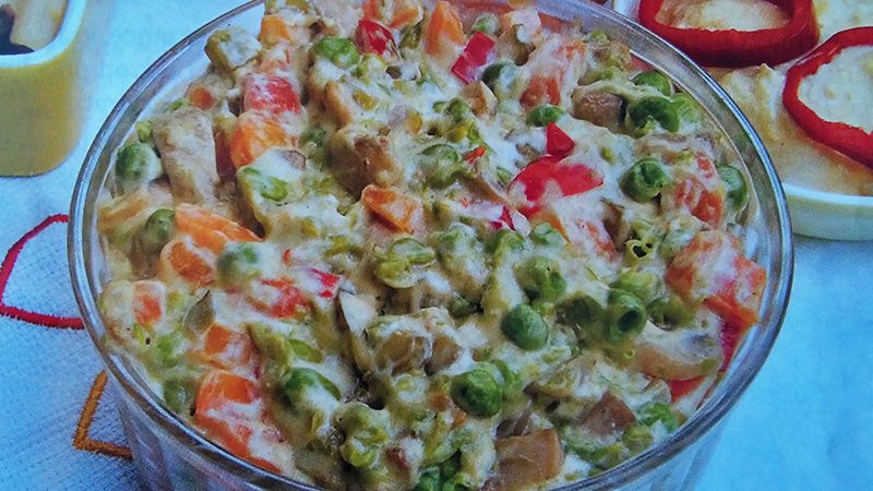 SalataRs's tweet photo. Šampinjoni, kiseli krastavčići, obareni grašak, šatgarepa i pečene paprike u posnim majonezu.#salata #salad #povrce https://t.co/AaGVb9fuuC https://t.co/dLiStGlT0J