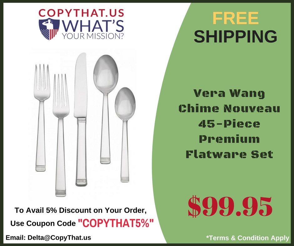 Copy_That_US's tweet image. Vera Wang Chime Nouveau 45-Piece Premium Flatware Set #SpoonSet #HomeAppliances copythat.us/vera-wang-chim…